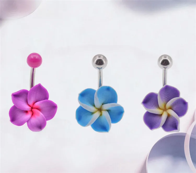 BODY PUNK Belly Button Rings Body Jewelry 1 Pcs Purple Flower Soft Clay Piercings Jewelry Navel Piercing Helix ombligo nombril 11