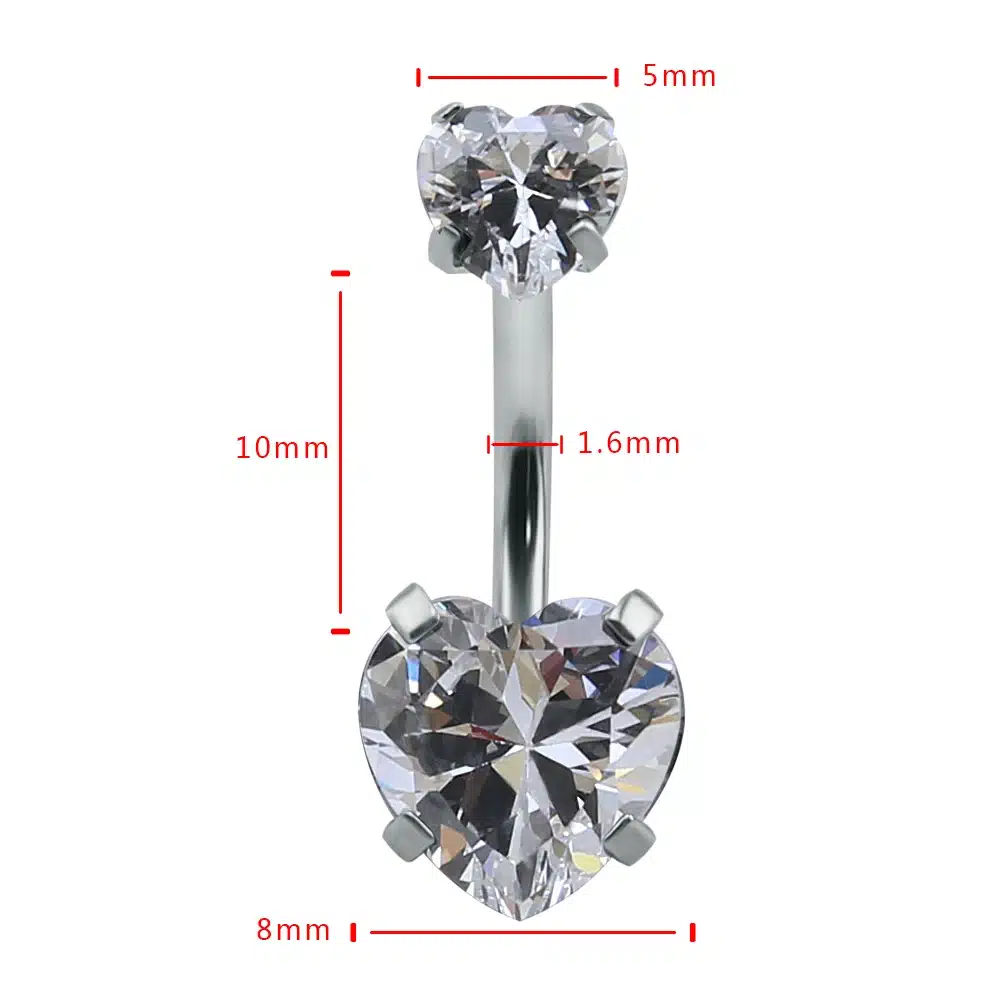 Heart Crystal Belly Button Rings 14G Belly Bar Navel Piercing Jewelry Hot Summer Women Jewelry CZ Navel Piercing Belly Nombril 26