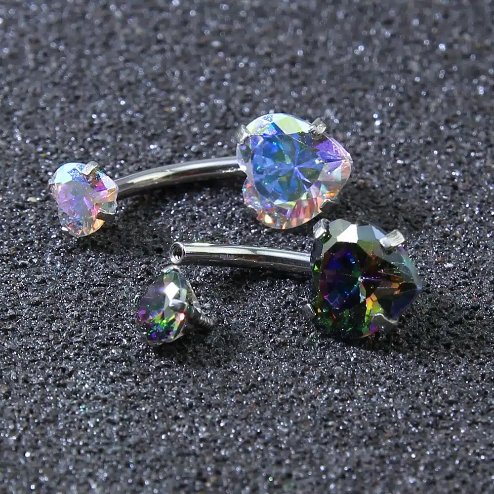 Heart Crystal Belly Button Rings 14G Belly Bar Navel Piercing Jewelry Hot Summer Women Jewelry CZ Navel Piercing Belly Nombril 28