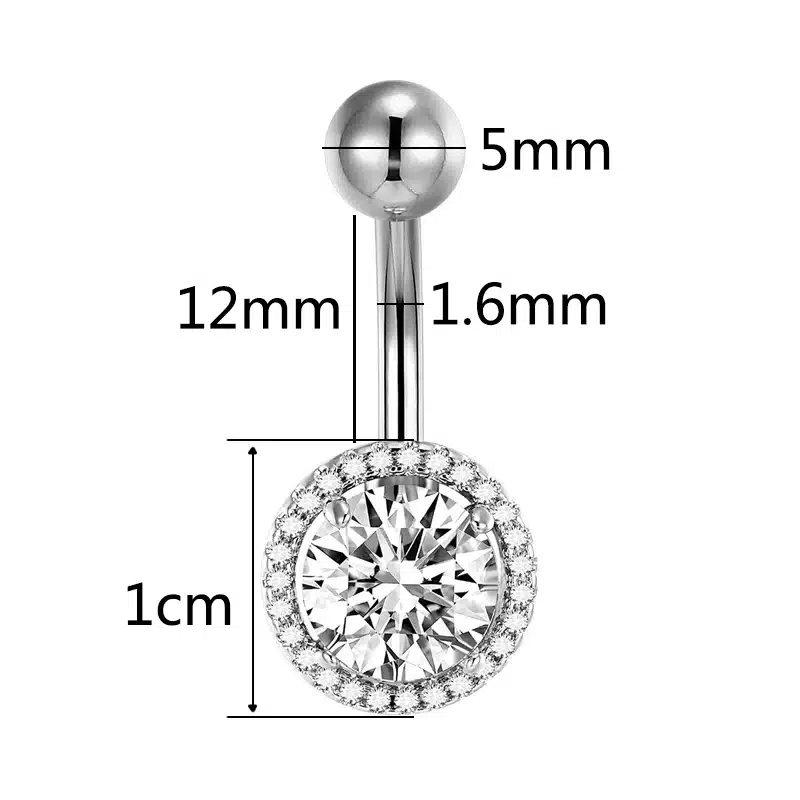 G23titan Big Crystal Belly Rings 16G Double Jewelled Curved Barbell Piercing for the Navel Titanium Piercing Body Jewelry 11