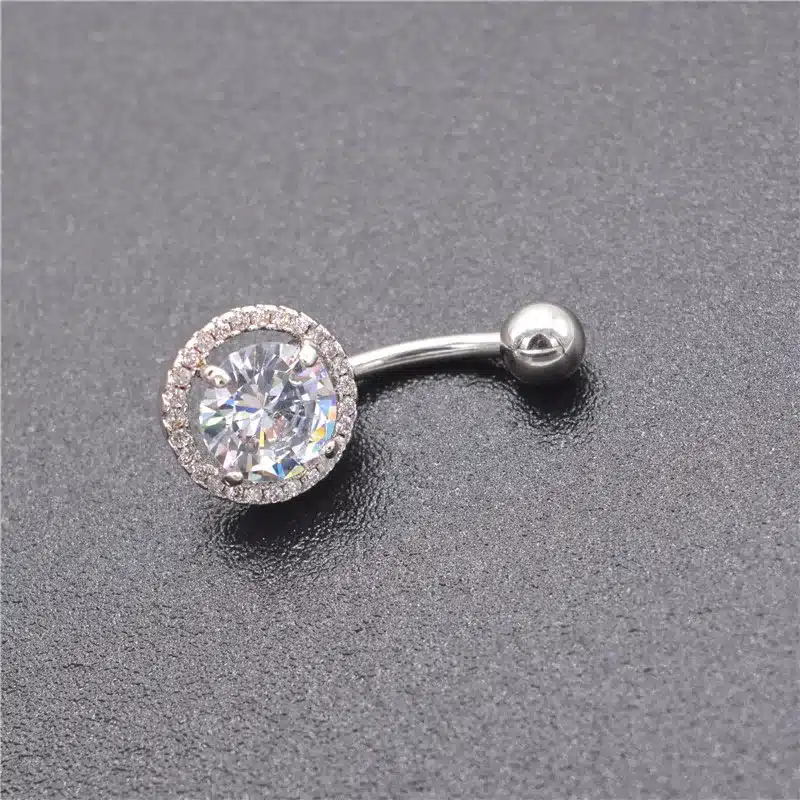 G23titan Big Crystal Belly Rings 16G Double Jewelled Curved Barbell Piercing for the Navel Titanium Piercing Body Jewelry 12