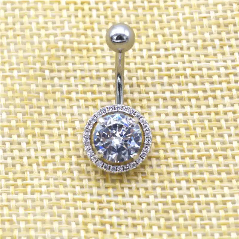 G23titan Big Crystal Belly Rings 16G Double Jewelled Curved Barbell Piercing for the Navel Titanium Piercing Body Jewelry 13
