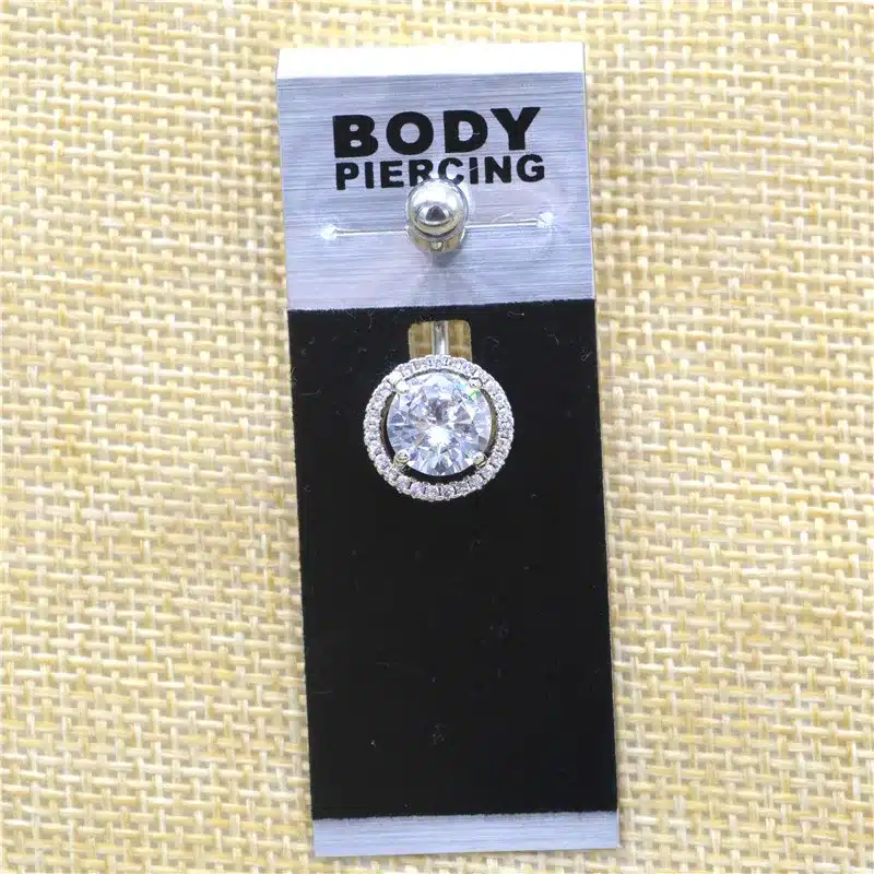 G23titan Big Crystal Belly Rings 16G Double Jewelled Curved Barbell Piercing for the Navel Titanium Piercing Body Jewelry 14