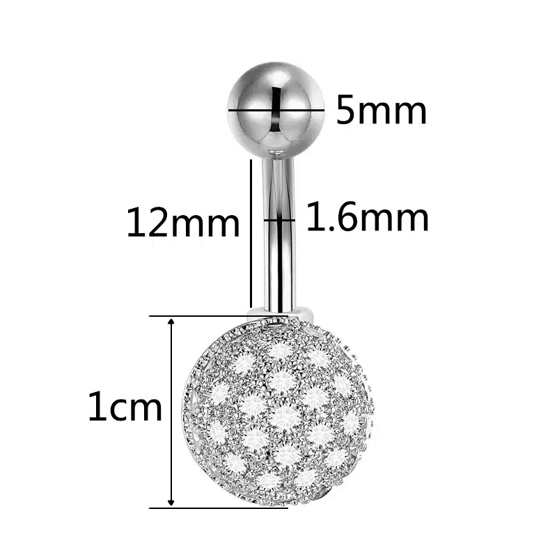 G23titan Big Crystal Belly Rings 16G Double Jewelled Curved Barbell Piercing for the Navel Titanium Piercing Body Jewelry 16