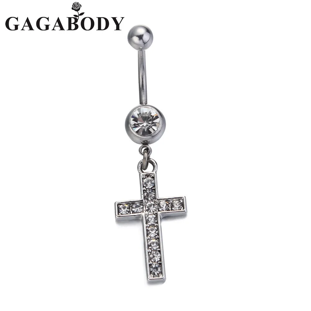 2017 High Quality Cross Medical Steel Crystal Belly Button Ring Dangle Navel Body Jewelry Piercings Tassel Free Shipping 13