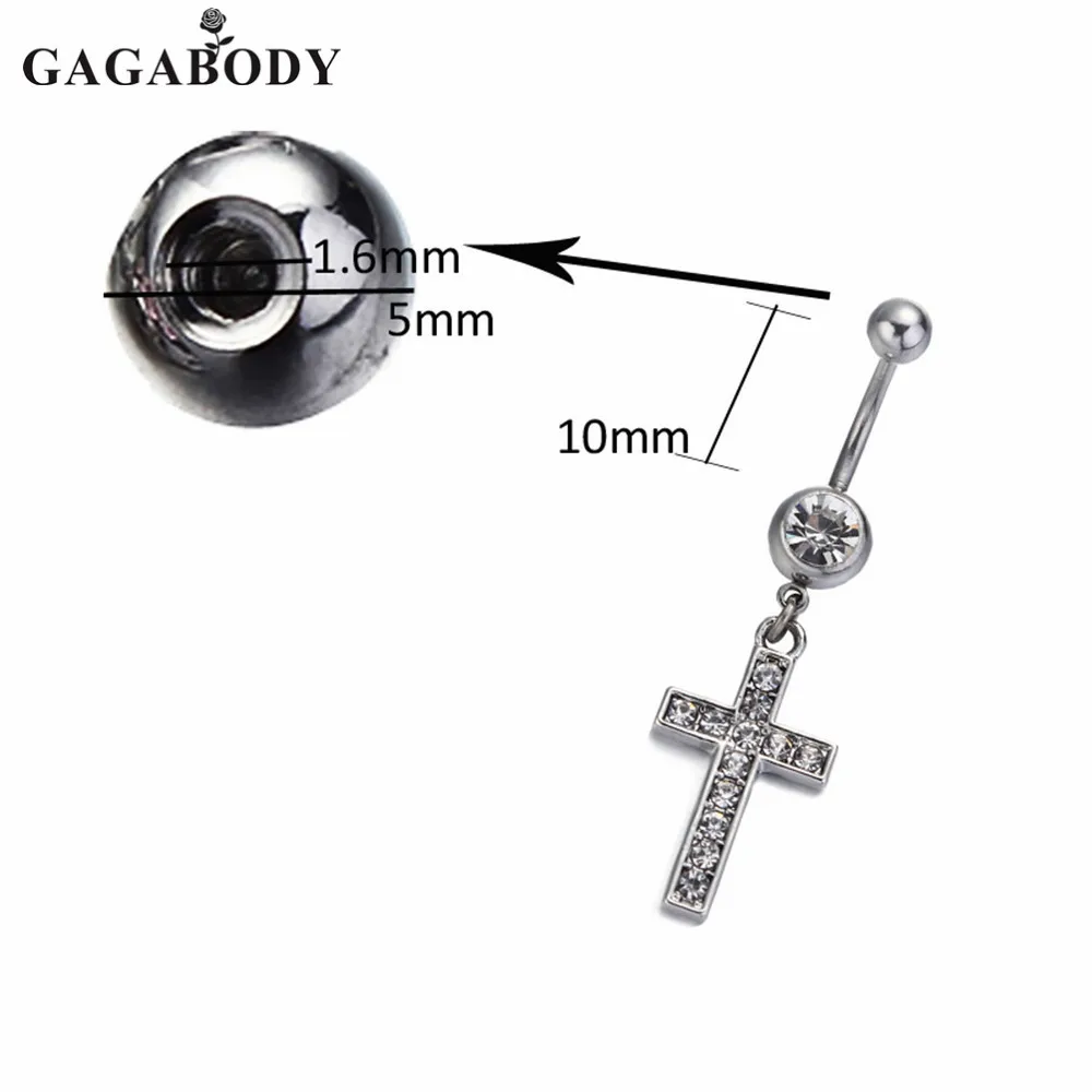 2017 High Quality Cross Medical Steel Crystal Belly Button Ring Dangle Navel Body Jewelry Piercings Tassel Free Shipping 15