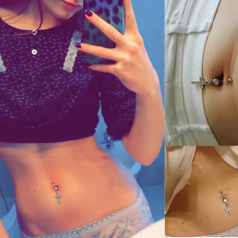 2017 High Quality Cross Medical Steel Crystal Belly Button Ring Dangle Navel Body Jewelry Piercings Tassel Free Shipping 16