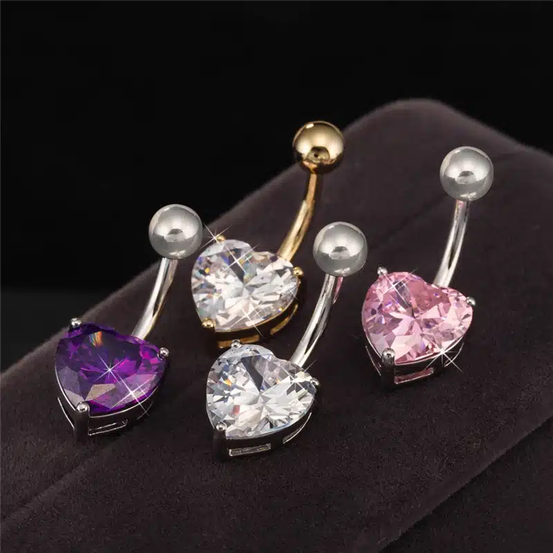 Women Sexy Body Jewelry Fashion Love Heart Belly Button Rings Bar Silver Plated Surgical Piercing For Ladies Navel Piercing 14