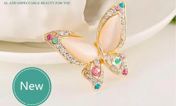 Factory price 3 colors for choose OPal rhinestone brooches for wedding butterfly brooch for women fashion jewelry good gift 9