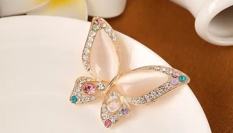 Factory price 3 colors for choose OPal rhinestone brooches for wedding butterfly brooch for women fashion jewelry good gift 12