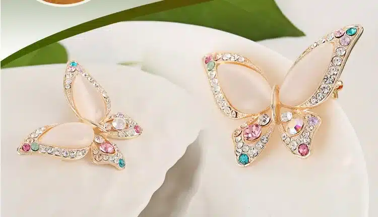 Factory price 3 colors for choose OPal rhinestone brooches for wedding butterfly brooch for women fashion jewelry good gift 13