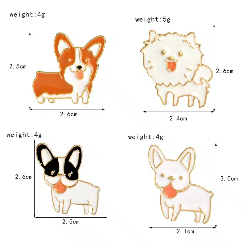 Miss Zoe 8pcs/set Puppy Dog Tongue Shiba Pomeranin Corgi Bulldog Pug Labrador Brooch Button Pins Denim Jacket Pin Badge Jewelry 14