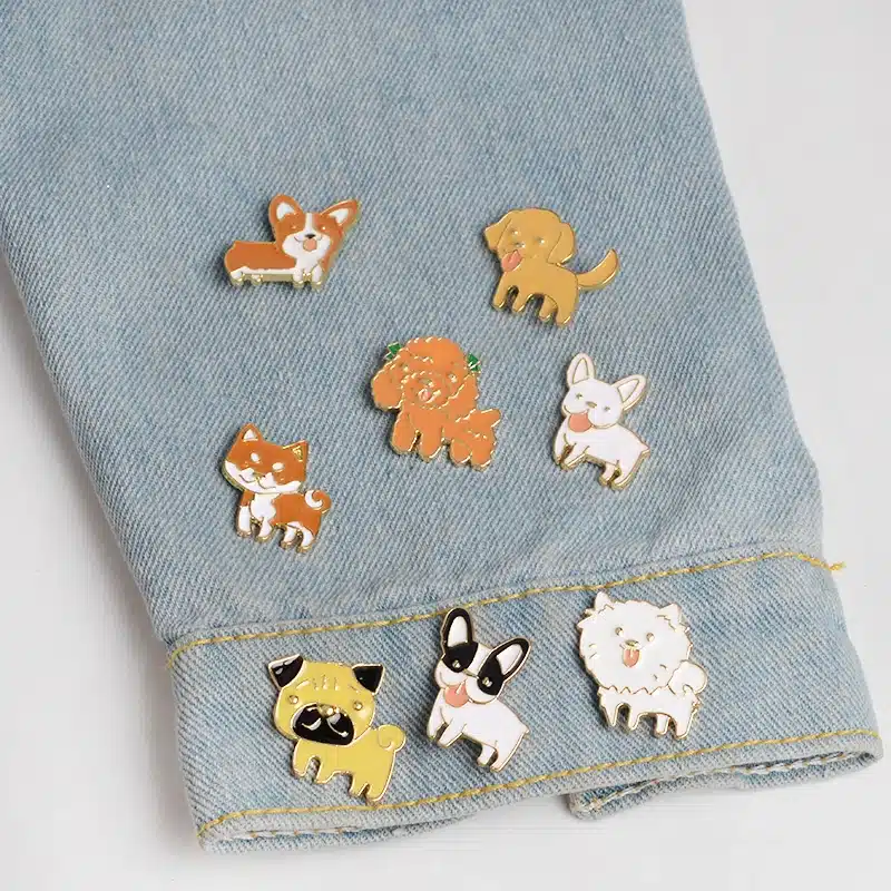 Miss Zoe 8pcs/set Puppy Dog Tongue Shiba Pomeranin Corgi Bulldog Pug Labrador Brooch Button Pins Denim Jacket Pin Badge Jewelry 17