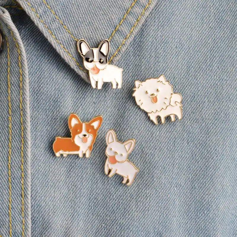 Miss Zoe 8pcs/set Puppy Dog Tongue Shiba Pomeranin Corgi Bulldog Pug Labrador Brooch Button Pins Denim Jacket Pin Badge Jewelry 18
