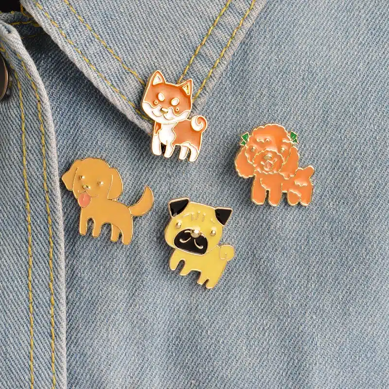 Miss Zoe 8pcs/set Puppy Dog Tongue Shiba Pomeranin Corgi Bulldog Pug Labrador Brooch Button Pins Denim Jacket Pin Badge Jewelry 19