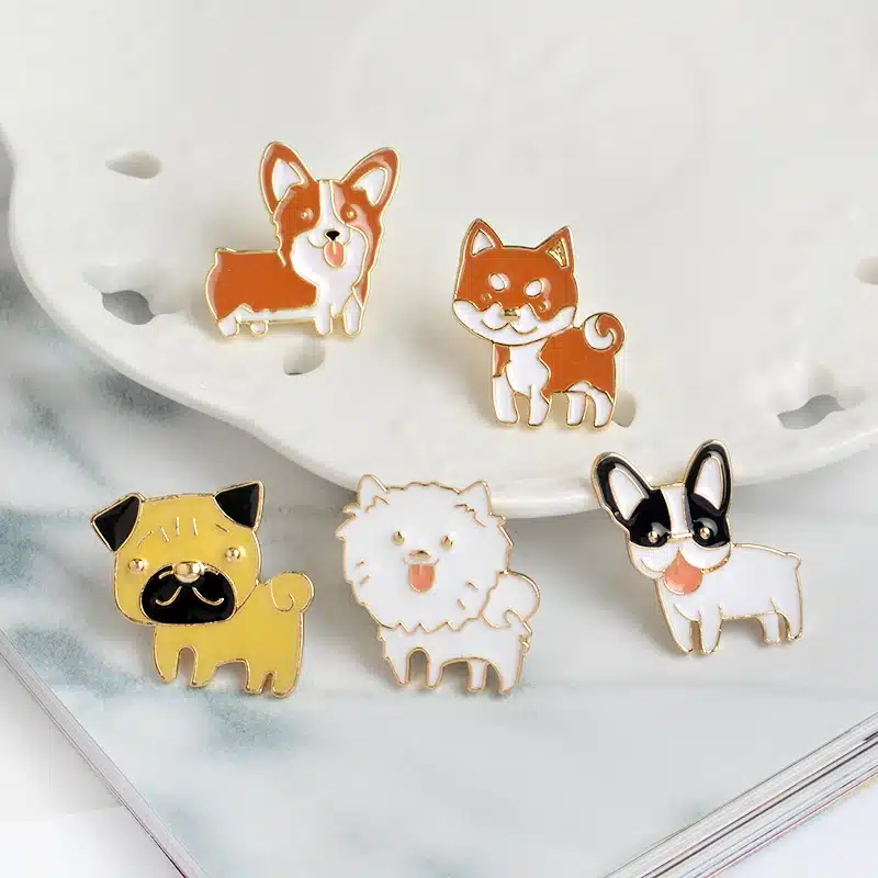 Miss Zoe 8pcs/set Puppy Dog Tongue Shiba Pomeranin Corgi Bulldog Pug Labrador Brooch Button Pins Denim Jacket Pin Badge Jewelry 24