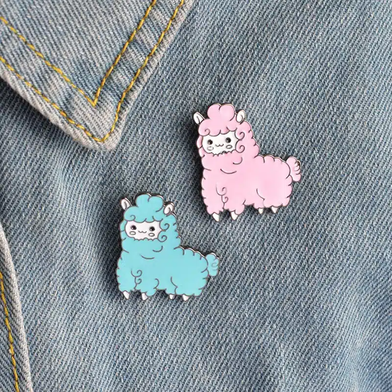 QIHE JEWELRY Kawaii Animal Alpaca Brooch Pin Badge Brooche Shirt Denim Jacket Decorated Women Girl Cute Jewelry Gifts 16