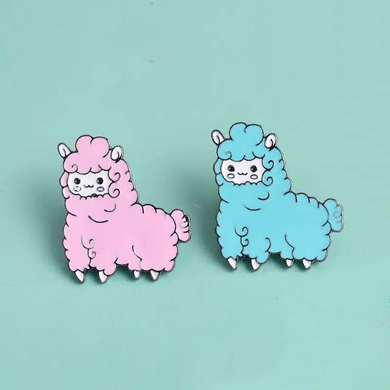 QIHE JEWELRY Kawaii Animal Alpaca Brooch Pin Badge Brooche Shirt Denim Jacket Decorated Women Girl Cute Jewelry Gifts 18