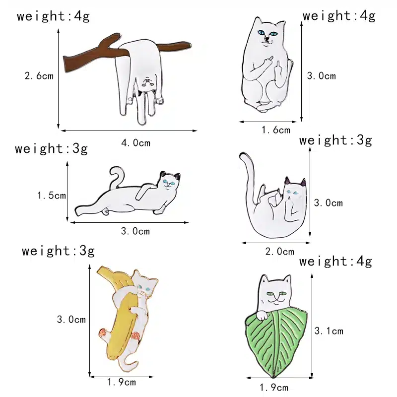QIHE JEWELRY 6PCS/Set Cartoon Funny Cats Metal Brooch Pins Badge Pinback Button Corsage Gift Men Women Unisex Jewelry Gift 14