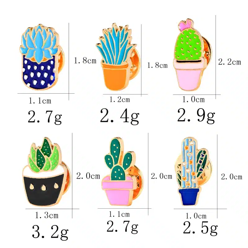 6 Pcs/set Colorful Enamel Pins Set Badge For Clothes Colorful Cartoon Brooches Succulents Plant Cactus Jacket Bag DIY Badge 13