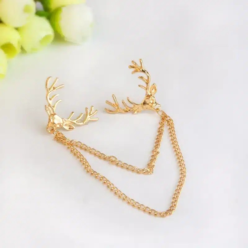 QIHE JEWELRY Vintage Personalized Deer Collar Pin Factory Direct Sales Fashion Jewelry Retro Brooch Shirt Collar Pin Brooch 16