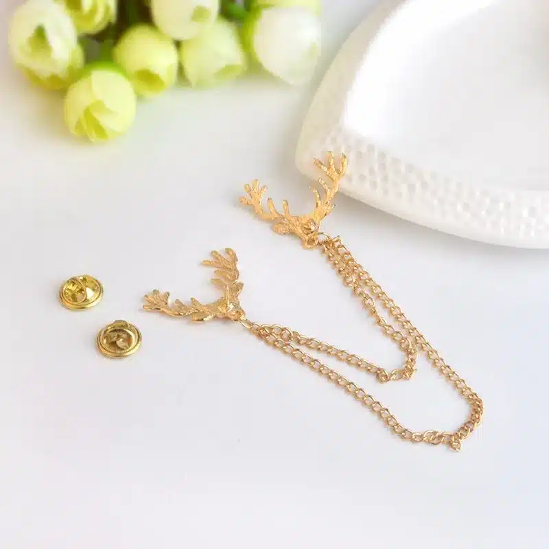 QIHE JEWELRY Vintage Personalized Deer Collar Pin Factory Direct Sales Fashion Jewelry Retro Brooch Shirt Collar Pin Brooch 19