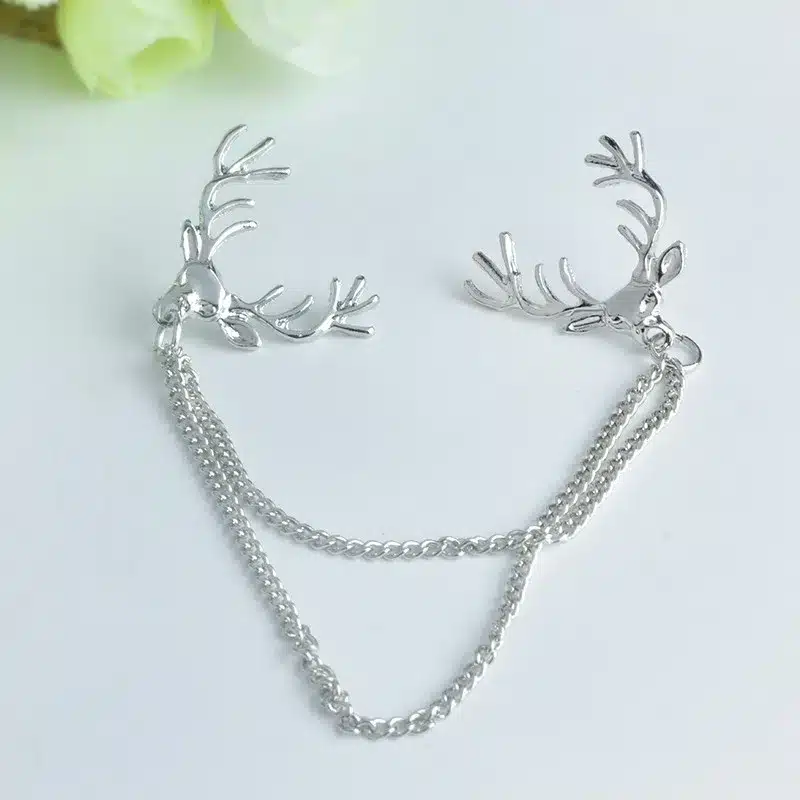 QIHE JEWELRY Vintage Personalized Deer Collar Pin Factory Direct Sales Fashion Jewelry Retro Brooch Shirt Collar Pin Brooch 20