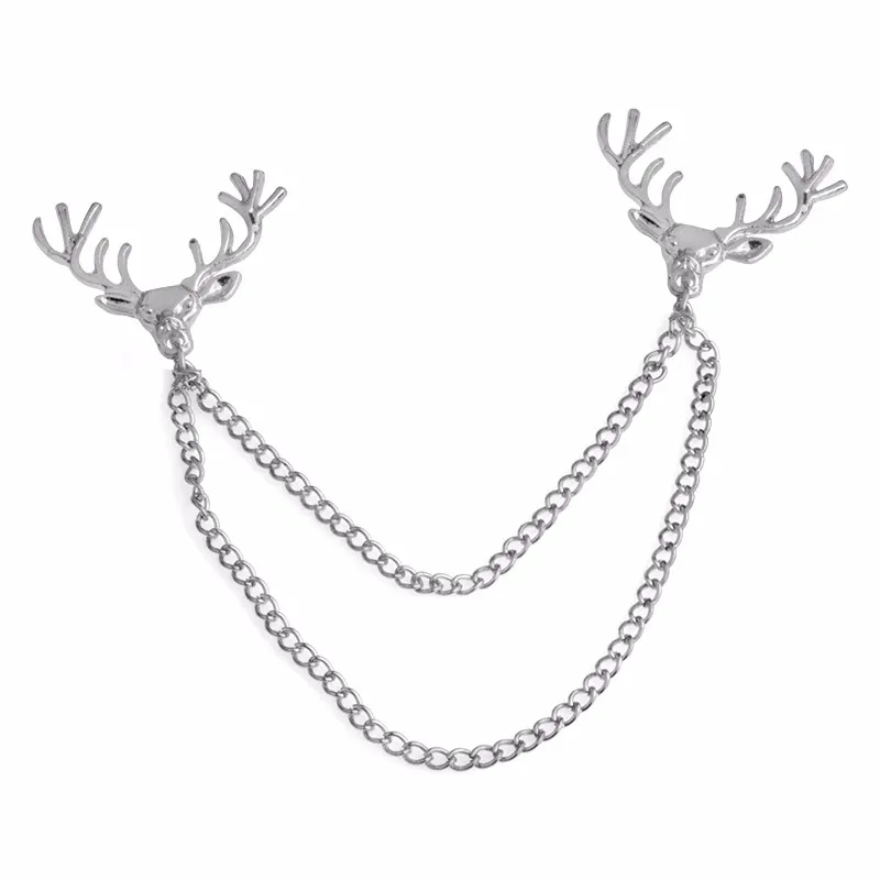 QIHE JEWELRY Vintage Personalized Deer Collar Pin Factory Direct Sales Fashion Jewelry Retro Brooch Shirt Collar Pin Brooch 24