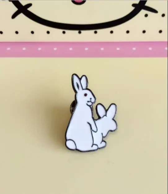 Timlee X043 Free shipping Cute 2 White Rabbits Evil Brooch Pins,Fashion Jewelry Wholesale 11
