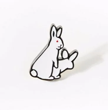 Timlee X043 Free shipping Cute 2 White Rabbits Evil Brooch Pins,Fashion Jewelry Wholesale 10