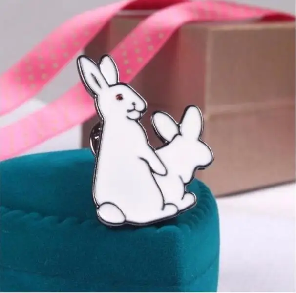 Timlee X043 Free shipping Cute 2 White Rabbits Evil Brooch Pins,Fashion Jewelry Wholesale 13