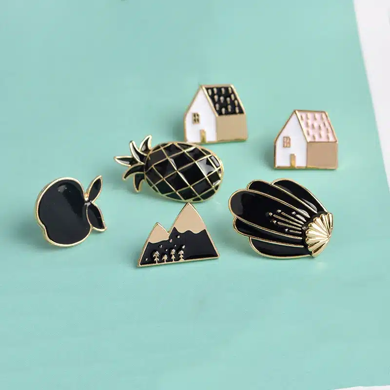 QIHE JEWELRY 1 Set pineapple Apple Alpaca Fox Flowers Houses Metal Cute Enamel Pin Set Fashion Jewelry Accessories 21