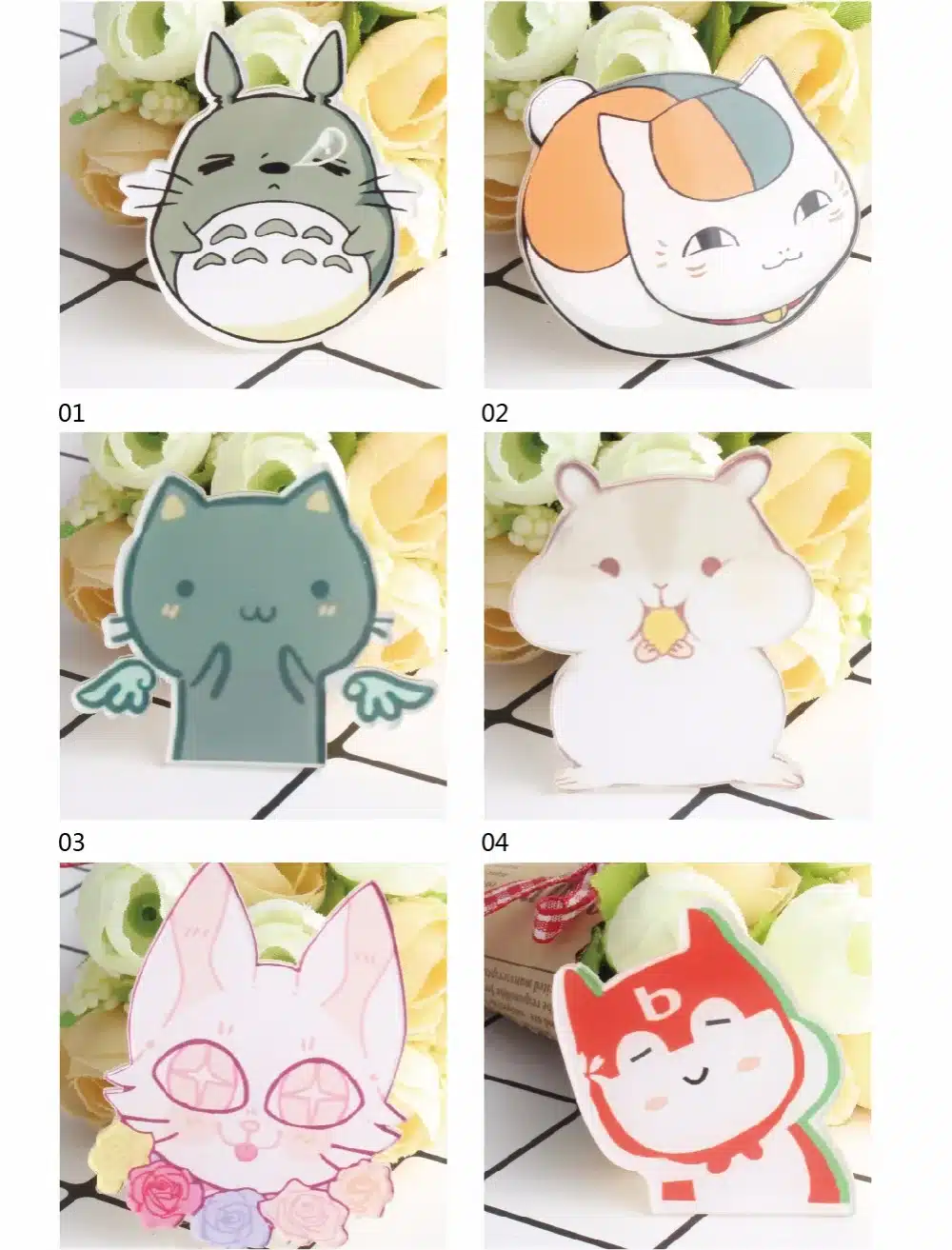 mix 1PC Shirt Cute Cartoon brooch Acrylic Badge Pins Bag Pack bag Decoration panda Animal dog cat fruit Brooch badge,No80 23