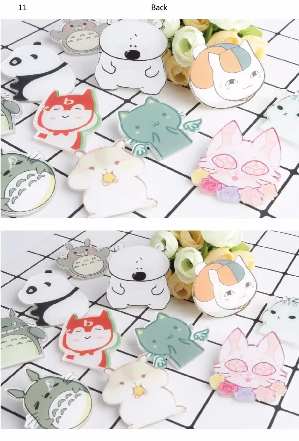 mix 1PC Shirt Cute Cartoon brooch Acrylic Badge Pins Bag Pack bag Decoration panda Animal dog cat fruit Brooch badge,No80 25