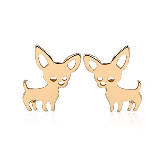 kuldse tooniga kõrvarõngad chihuahua kujuga