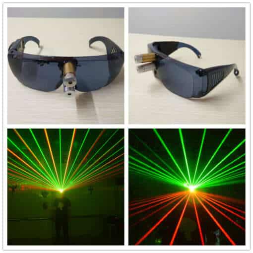 mustad prillid, mille küljes on kaks lasertuld