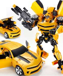 kollane robot, mis muutub autoks, mustade detailidega