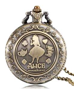 pronksikarva taskukell Alice Imedemaal teemaliste kaunistustega