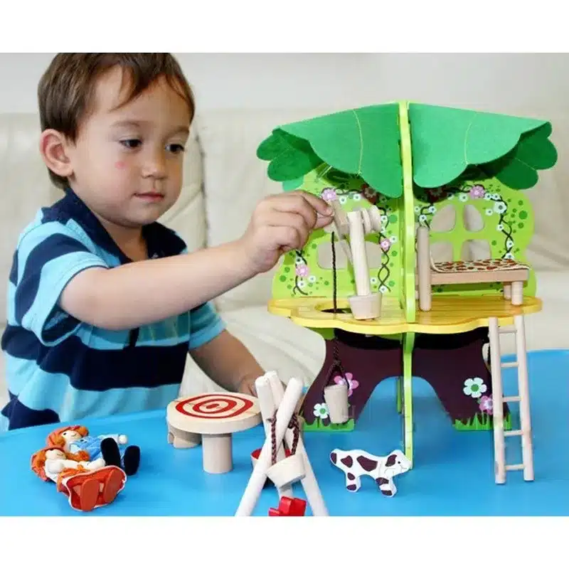 baby wooden 3D tree doll house puzzle children's birthday gifts wood house Kids Christmas gifts Child learning educational toys 2