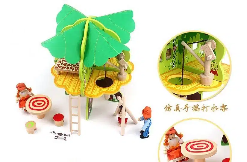 baby wooden 3D tree doll house puzzle children's birthday gifts wood house Kids Christmas gifts Child learning educational toys 5