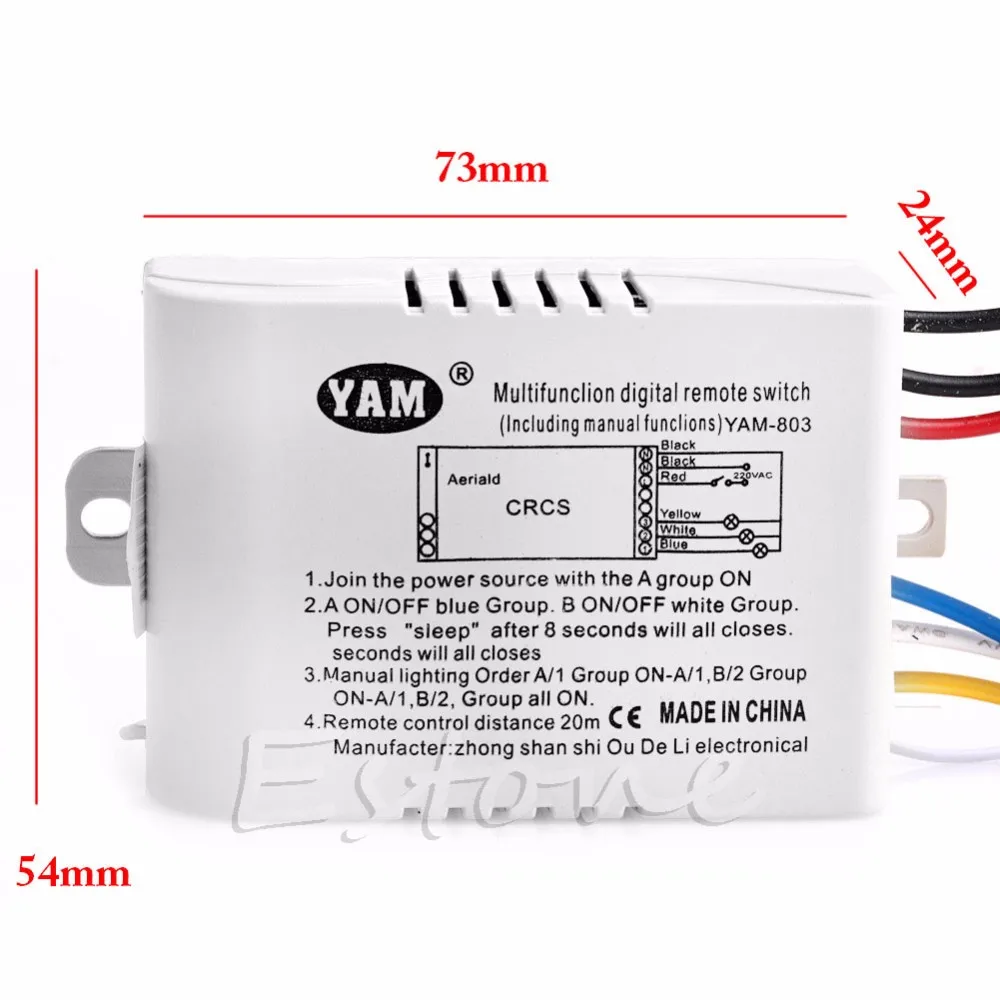 220V 1/2/3 Ways Wireless ON/OFF Lamp Remote Control Switch Receiver Transmitter-Y103 9
