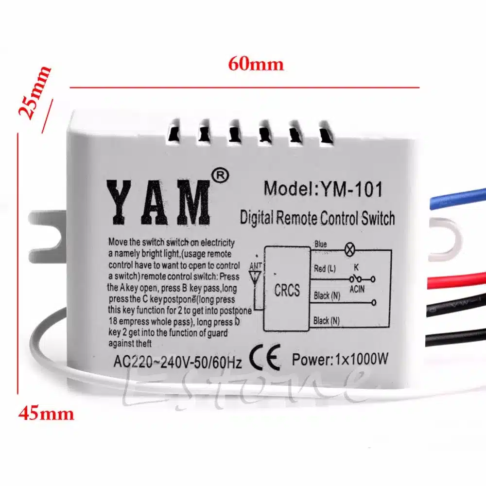 220V 1/2/3 Ways Wireless ON/OFF Lamp Remote Control Switch Receiver Transmitter-Y103 10