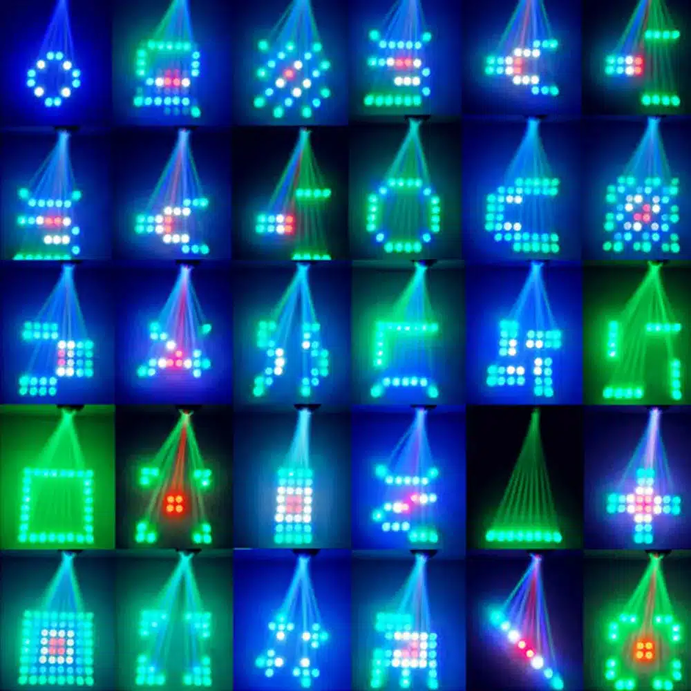 Portable Music Auto/Sound Active 64 LEDs RGBW Lights Laser Stage Effect Lighting Club Disco DJ Party Bar KTV Wedding Lights 26