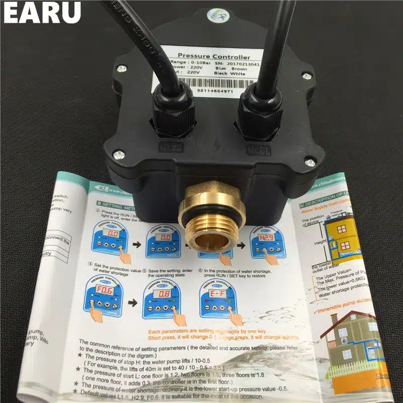 1pc WPC-10 Digital Water Pressure Switch Digital Display WPC 10 Eletronic Pressure Controller for Water Pump With G1/2"Adapter 12