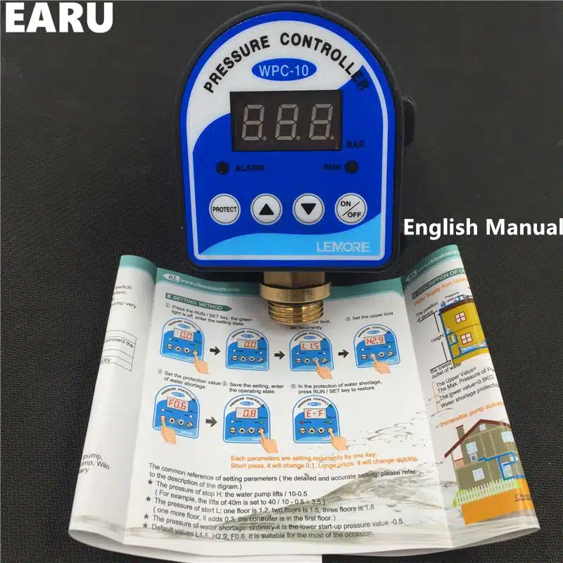 1pc WPC-10 Digital Water Pressure Switch Digital Display WPC 10 Eletronic Pressure Controller for Water Pump With G1/2"Adapter 13