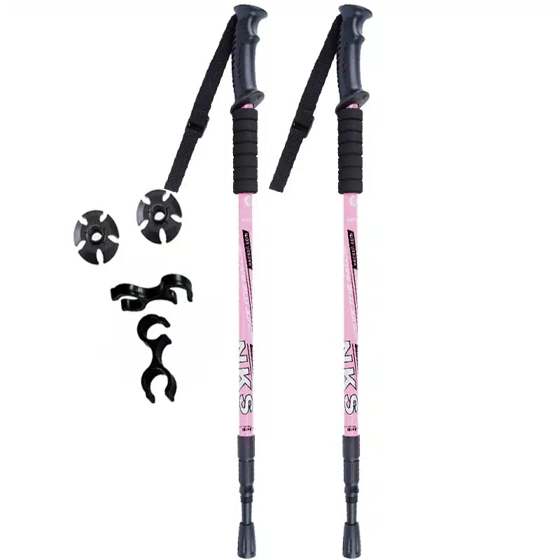 2Pcs/lot Anti Shock Nordic Walking Sticks Telescopic Trekking Hiking Poles Ultralight Walking Canes With Rubber Tips Protectors 15