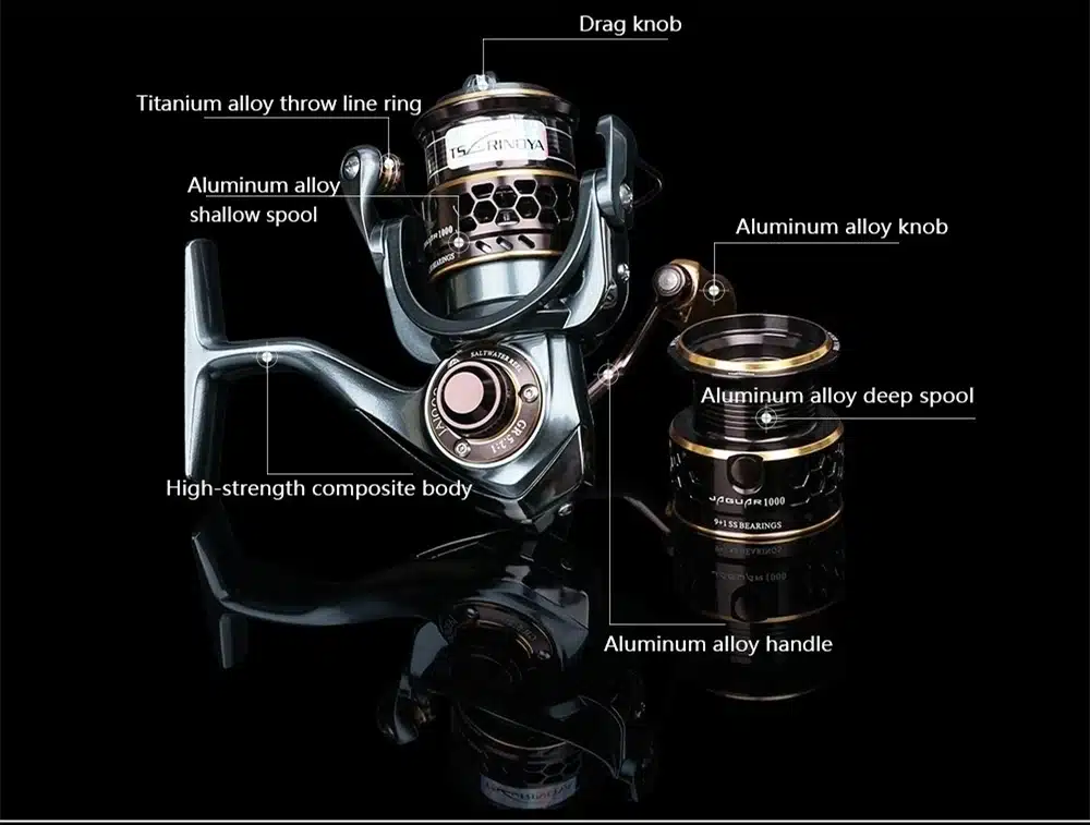 TSURINOYA Jaguar 1000 2000 3000 9+1BB Fishing Spinning Reel Carp Saltwater Fishing Reel Spinning Metal Handle 2 Spool Reels Coil 17