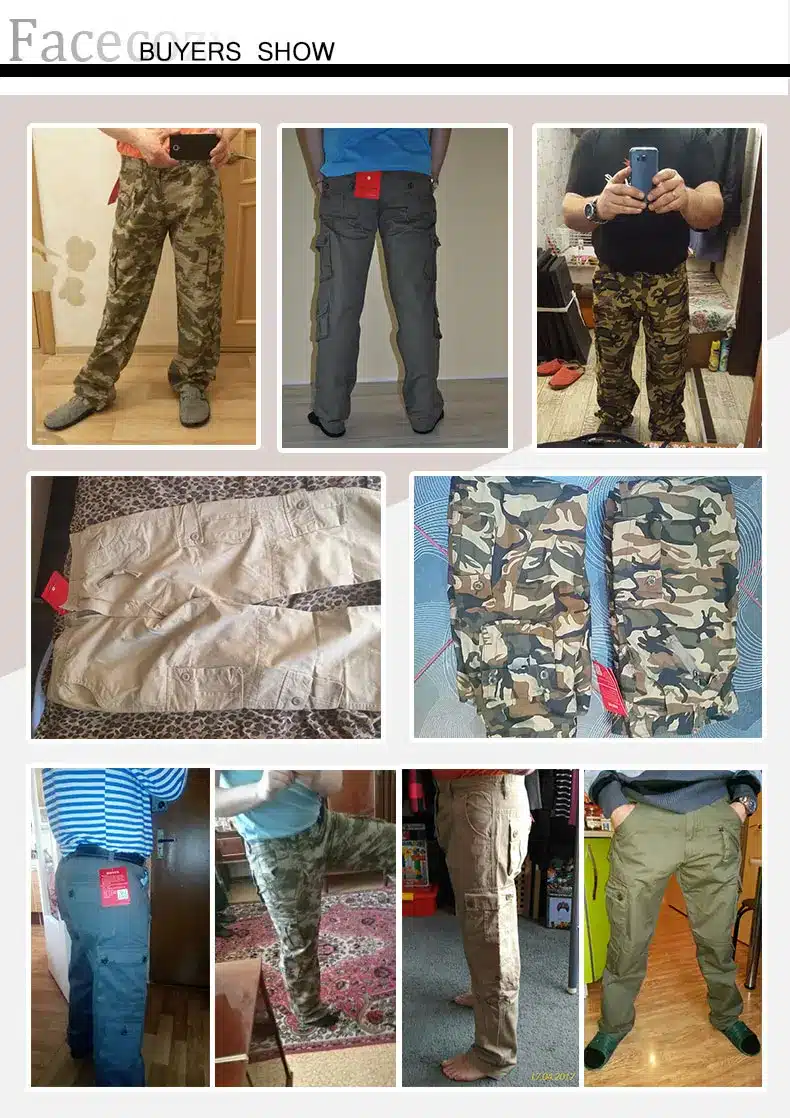 Facecozy Men Autumn Tactical Military Sports Pant Male Outdoor Multi-pockets Hiking Loose Style Trouser 15