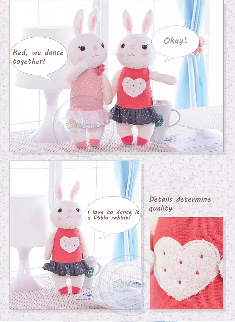 Plush Sweet Cute Lovely Stuffed Baby Kids Toys for Girls Birthday Christmas Gift 11 Inch Tiramitu Rabbits Mini Metoo Doll 13