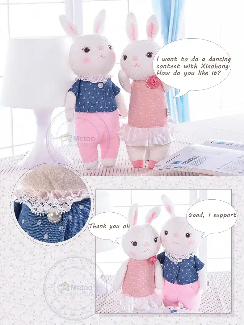 Plush Sweet Cute Lovely Stuffed Baby Kids Toys for Girls Birthday Christmas Gift 11 Inch Tiramitu Rabbits Mini Metoo Doll 14